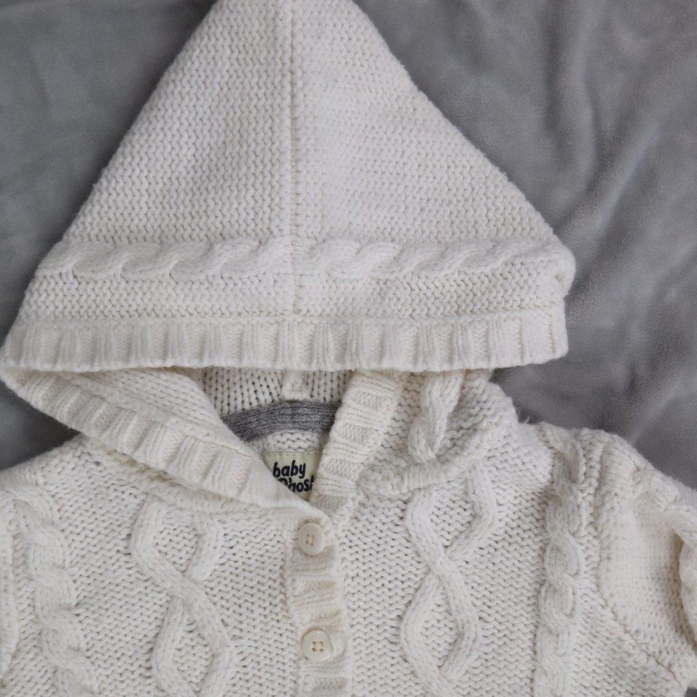OshKosh B'gosh White Fisherman Knit Bodysuit Tracksuit Sweatsuit Unisex Baby - Picture 3 of 7